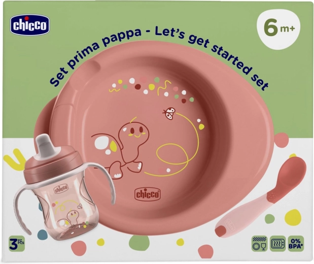 Chicco startsæt til madning pink 6 m+