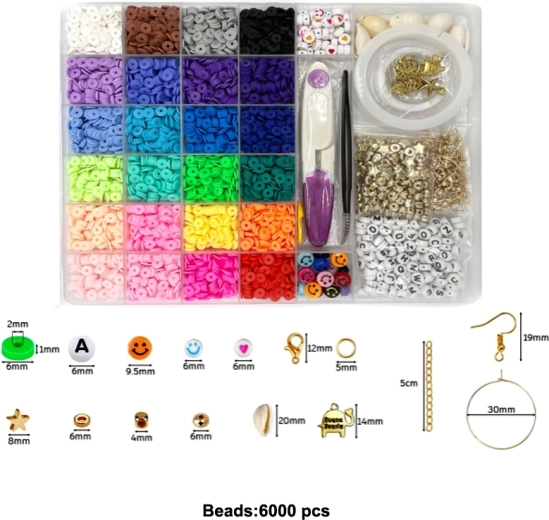 Sæt med farverige perler til kreativ udfoldelse, 6000 dele