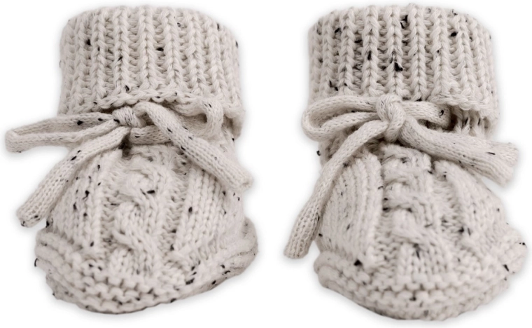 Lodger strikkede babysko knit cable ground 0–6 måneder