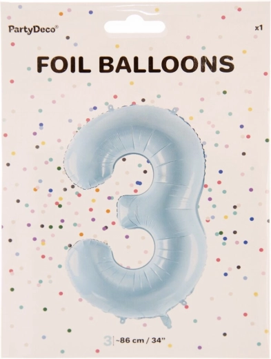 Folieballon tal 3 blå 86 cm