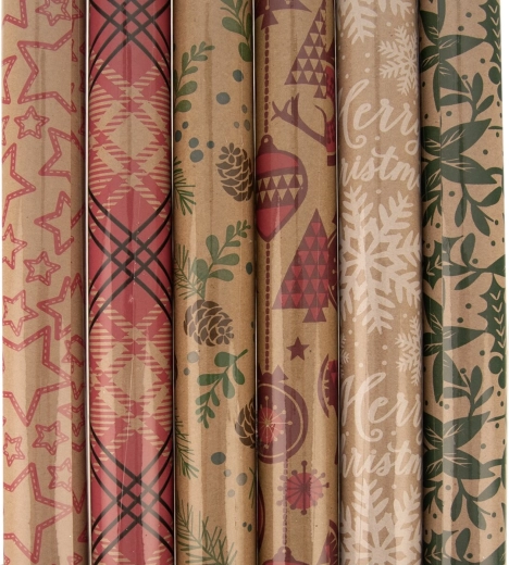 Julegavepapir 70 × 200 cm – mix med 6 motiver