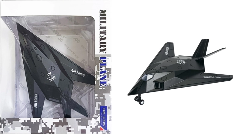 Metalmodel af jagerflyet F117 FIGHTER JET 1:400 med lys og lyde