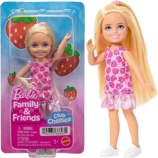 Barbie Club Chelsea blondine i jordbærkjole 14 cm