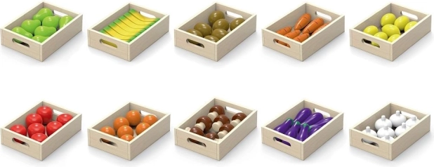 Træfrugt og grøntsager i æsker fra Viga