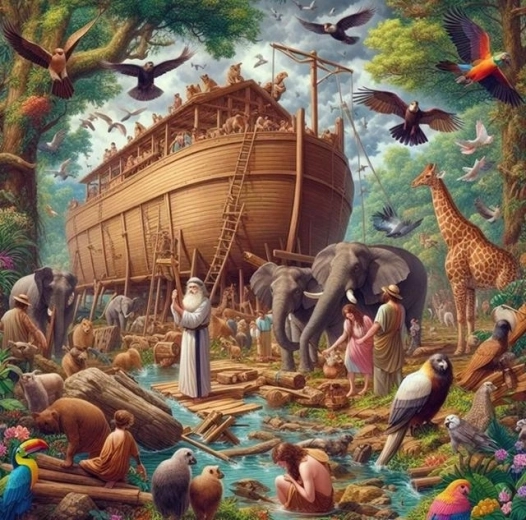 Diamantmaleri – opførelsen af Noas ark 30 × 40 cm