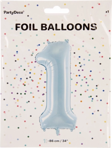 Folieballon tal 1 blå 86 cm