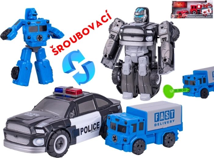 Transformerende redningsbiler til robotter – politi og brand, sæt 2 stk.
