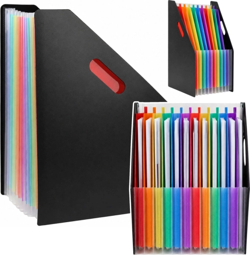 Harmonika-organizer til A4-dokumenter, 13 rum, sort - 1 stk