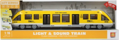 Tramvogn med svinghjul gul 1:16