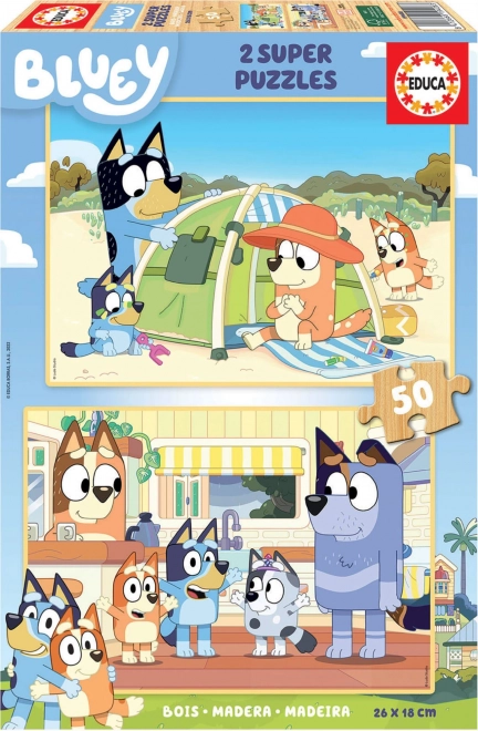 EDUCA Træpuslespil Bluey 2x50 brikker