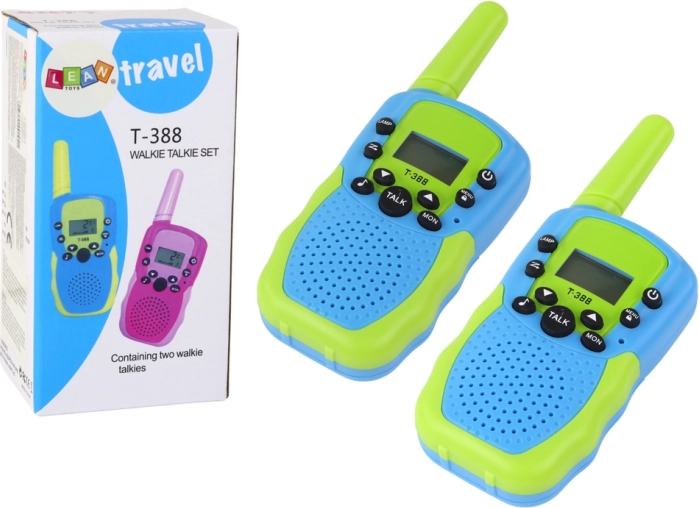 Kortbølge-walkie-talkie grønblå med rækkevidde på 3 km til børn