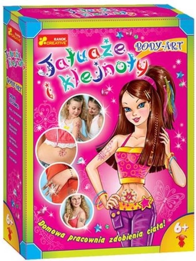 Kreativt body art-sæt til tatovering og glitrende sten