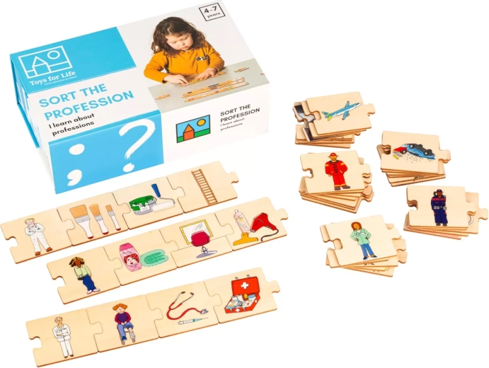 Toys for Life match erhverv – træpuslespil i magnetisk æske