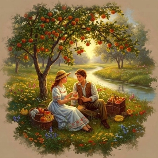 Norimpex diamantmaling Picnic under æbletræet 30 × 40 cm