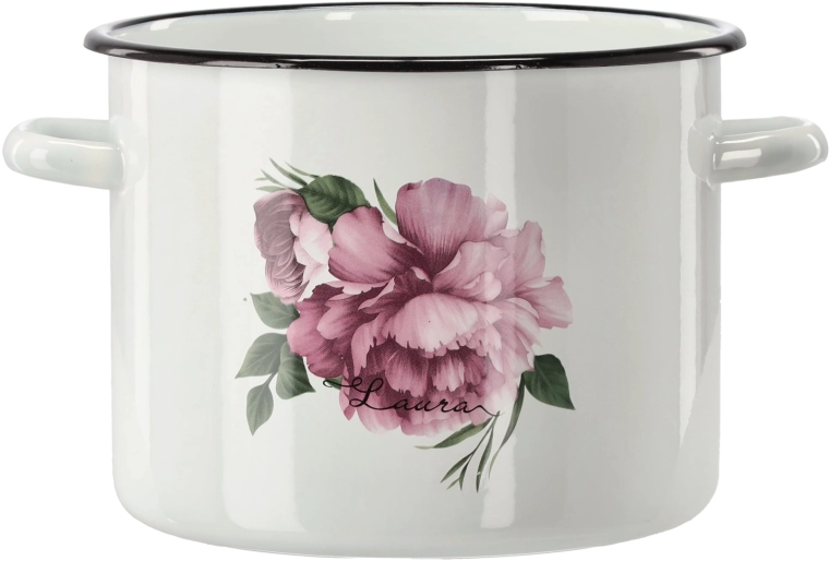 Emaljeret gryde 5,5 l, 22 cm, hvid Pæon Laura