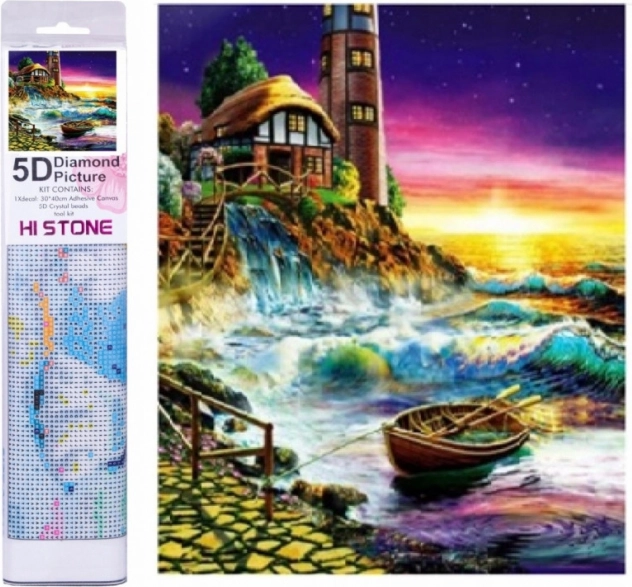 Diamantmaleri Stormfuld kyst 30 × 40 cm