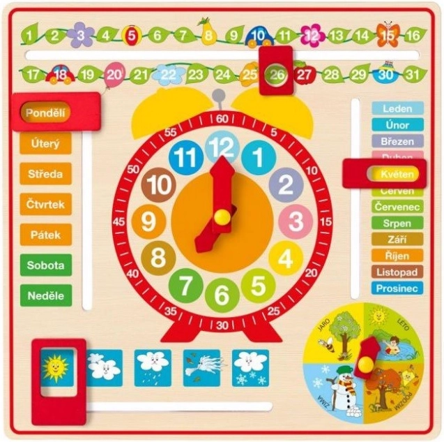 Woody multifunktionel vægkalender med ur