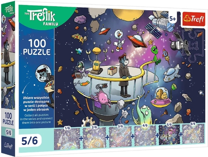 Puzzle med 100 brikker Treflik-familien: Bert i rummet
