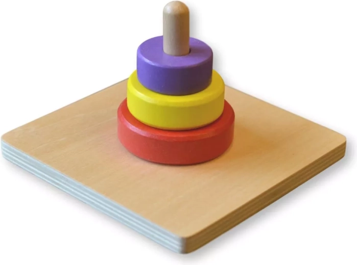 Moyo Montessori tre farvede ringe på pind - 1 stk.
