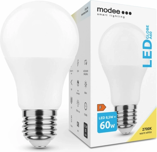 Modee Smart Lighting LED-pære A60 8,5 W E27, 806 lm, varm hvid