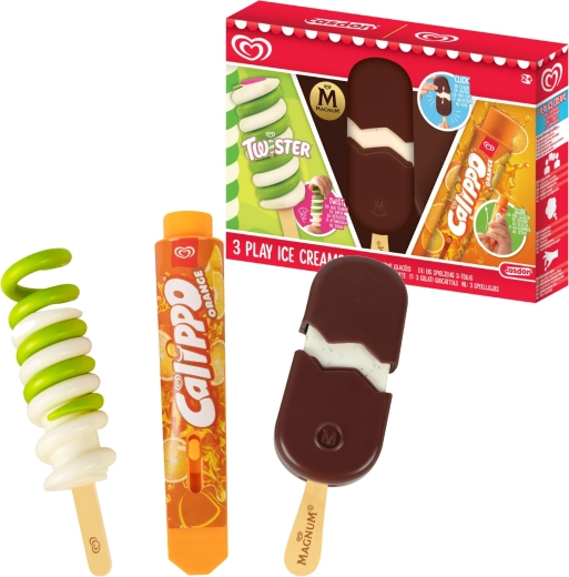 Casdon sæt med 3 legetøjsis: Twister, Magnum og Calippo