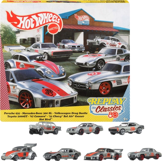 Hot Wheels Replay the Classic – sæt med 7 støbte biler Silver Series