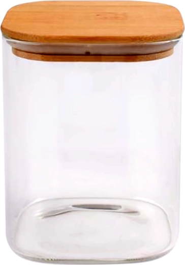 Glasbeholder med bambuslåg 930 ml i borosilikatglas