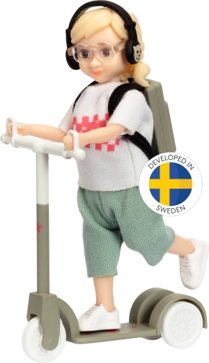 Lundby teen-dukke på løbehjul med tilbehør