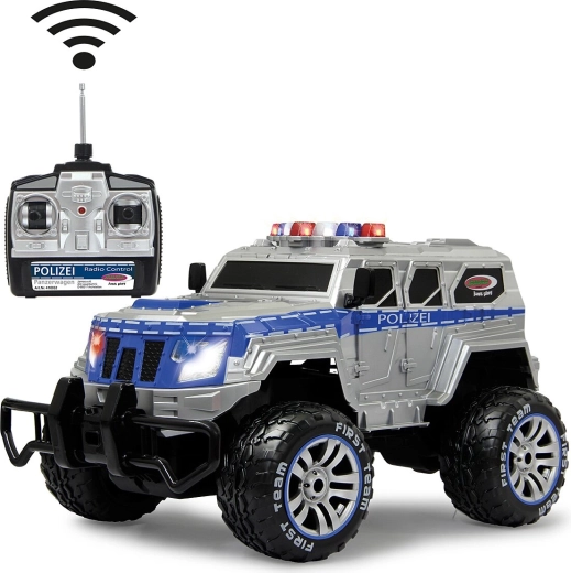 Jamara pansret politimonstrertruck fjernstyret 1:12 27 MHz med LED, batteri og oplader