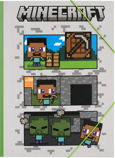Minecraft A4 mapper til hæfter med elastik – grå