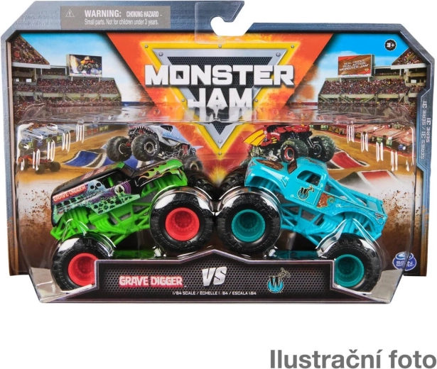 Monster Jam metal-monstertrucks 1:64, 2 stk.