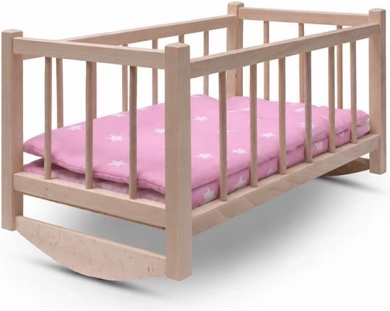 Trædukkevugge/seng til dukker Baby Mix stars pink - 1 stk.