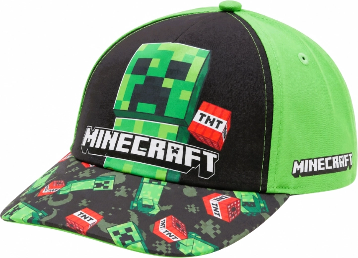 Grøn Minecraft Creeper-kasket til børn, 55 cm