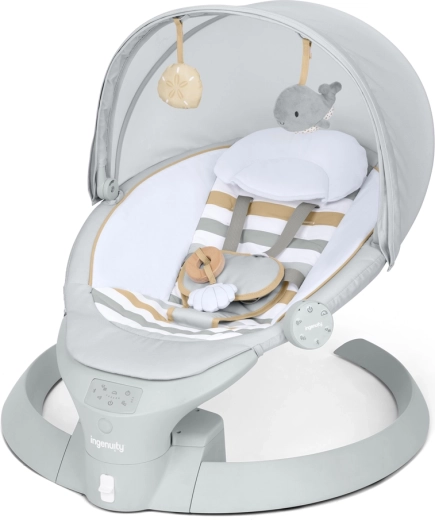 Ingenuity vippestol med vugning og vibrationer Bounce & Sway Pebble Shore, 0 m+
