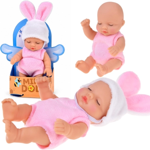 Mini babydokke kanin 11 cm