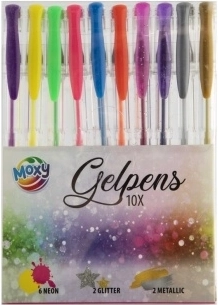 Moxy sæt gelpenne 10 stk – metalliske, pastelfarvede og neonfarver