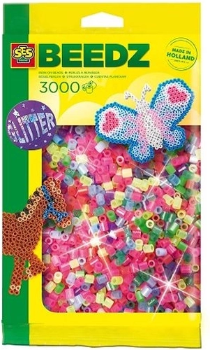 SES Creative strygeperler neon med glimmer 3000 stk.