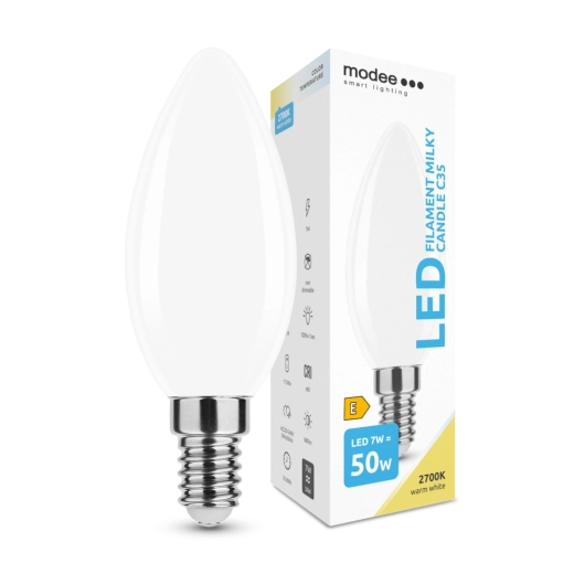 LED stearinlyspære E14 7W varm hvid Modee Smart Lighting Milky Candle C35