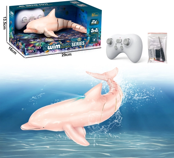 Lyserød R/C delfin med LED-lys