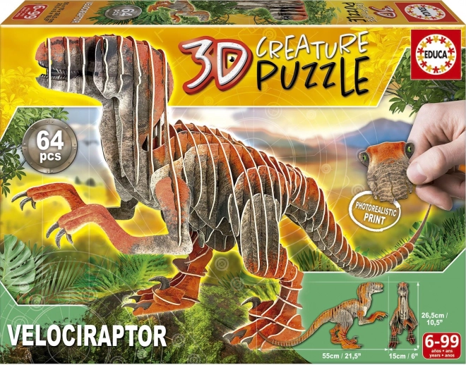 Educa 3D-puslespil velociraptor 64 brikker