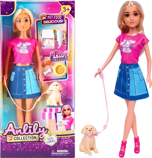 Dukke med hund i snor