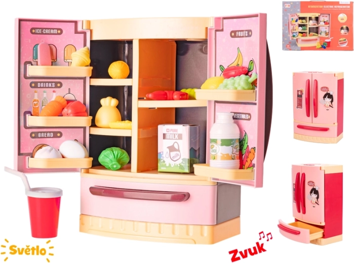 Børnekøleskab med lys og lyd, rød, 26 × 18 × 12 cm