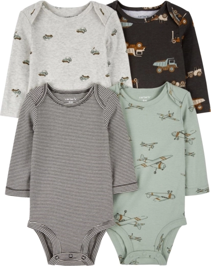 Carter’s babybody med lange ærmer grønne striber Fly, 4 stk., str. 56