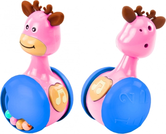 Interaktiv legetøj Vuggende Hjort med Fløjte - Lyserød