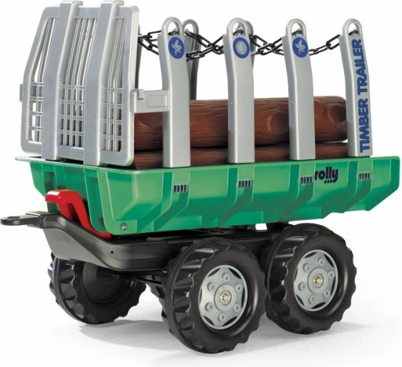 Timber Trailer anhænger med træstammer, grøn
