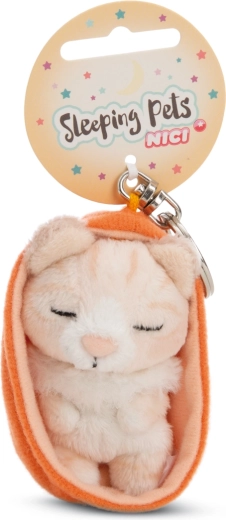 NICI nøglering sovende kat i orange etui 12 cm