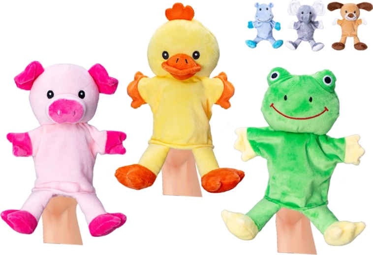 Plys hånddukke dyr 25 cm til babyer og børn