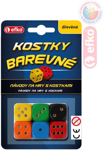 EFKO træspilleterninger i farver (6 stk.)