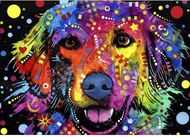 Diamantbroderi (diamond painting) – abstrakt hund 40 × 30 cm - 1 stk