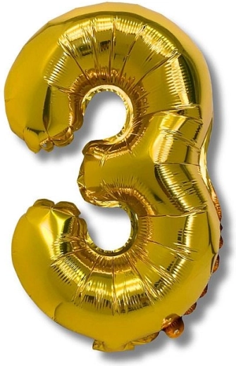 Folieballon tal 3 guld 40 cm